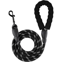 5 Ft Strong Durable Nylon Dog Leash with Comfortable Padded Handle and Highly Reflective Threads for Small,Medium and Large Dogs(5 Ft, Black),15 cm