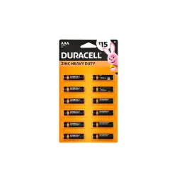 Duracell AAA Zinc Heavy Duty Battery, Pack of 12, 100% Longer Lasting, Anti-Leak Turbolock Technology, Eco-Friendly Batteries for Every-Day Household Devices