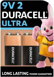 Duracell Ultra Alkaline 9V Battery (Pack of 2)