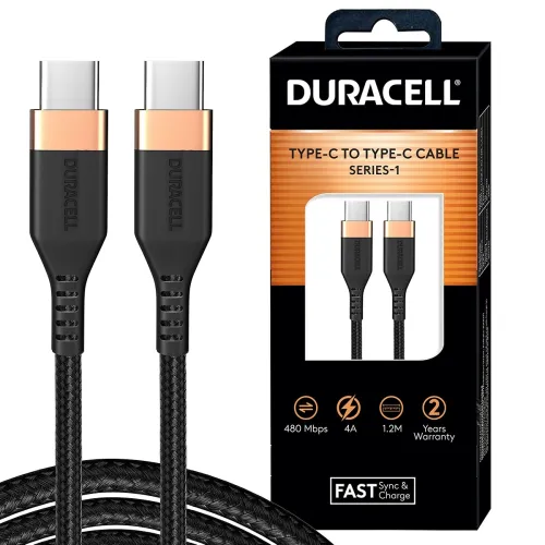 Image of Duracell Usb Type C To Type C USB Cable 4A (60W) Braided Sync