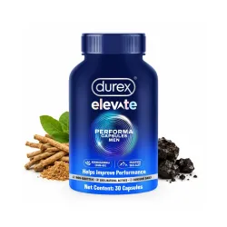 Durex Elevate Performa Capsules for Men | Ashwagandha KSM-66 Purified Shilajit & Supplement 