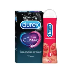 Durex Mutual Climax Condoms 10s + Strawberry Lubricant 50ml