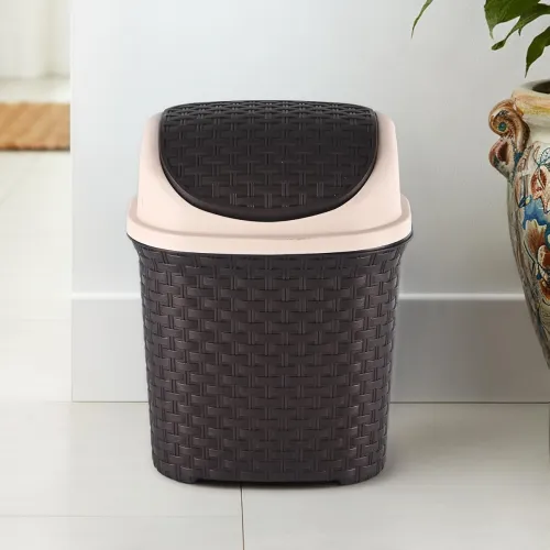 Image of Kuber Industries Durable 7 Liters Plastic Swing Lid Dustbin for Home Bathroom & Kitchen | Multi-Purpose Garbage Bin | Du