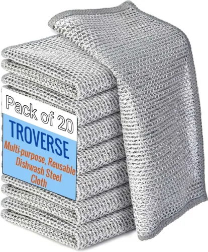 Image of Dwiza Enterprise Wet and Dry Stainless Steel, Microfiber Cleaning Cloth (20 Units)
