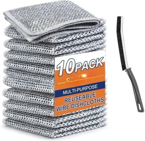 Image of Dwiza Non-Scratch Wire Dishcloth & Brush – 10pcs, Multipurpose