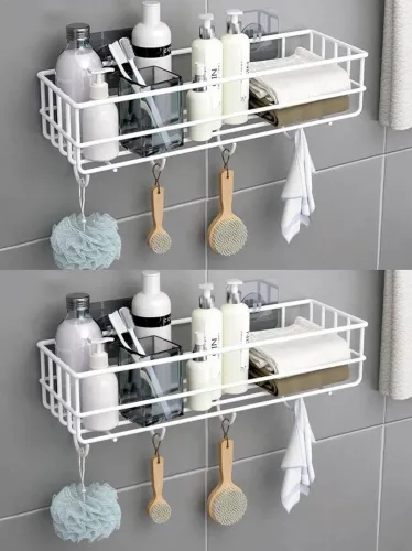 Image of DXDT Wall Mounted bathroom Shelf/Rack/Storage Organizer for bathroom Steel Wall Shelf  (Number of Shelves - 1, White)