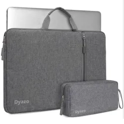Dyazo 14 Inch Laptop Sleeve with Charger Pouch | Front Accessories Pocket with Handle Sleeve Case Cover | Compatible For MacBook, Lenovo, HP, Dell, Asus, Acer and Other Notebook (Grey)