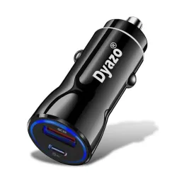 Dyazo 48W Turbo Dual Port Fast car Charger 48W Total(18W Type C PD + 30W USB)| Adapter Compatible for iPhone