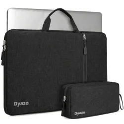 Dyazo 15.6 Inch Laptop Sleeve Case with Handle & Charger Pouch | Water-Resistant Shockproof Protective Front Accessories