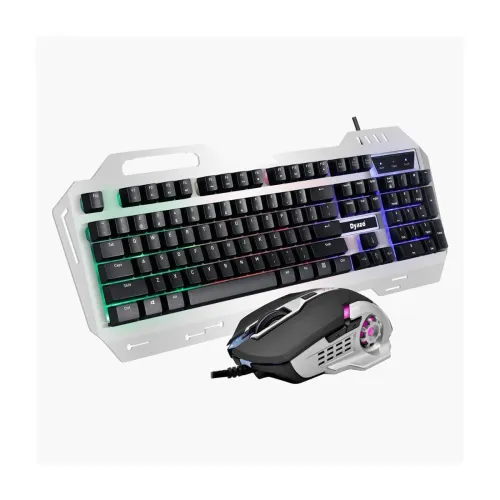 Image of Dyazo Metal Gaming Keyboard & Mouse Combo RGB Static Light| 12 Multimedia Keys | Braided Cable 1.5 Metres (Silver)