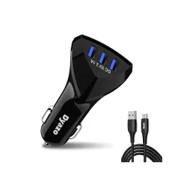 Dyazo Smart 3-Port USB Car Charger with Micro USB Cable
