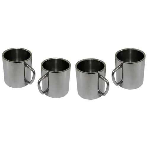 Image of Dynore satainless Steel Set of 4 Double Wall Big Sober Tea/Coffee Mugs 300 ml
