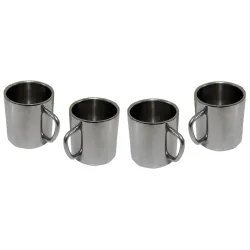 Dynore satainless Steel Set of 4 Double Wall Big Sober Tea/Coffee Mugs 300 ml