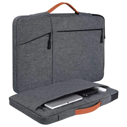 Image of Dynotrek Arrival 15.6 inch Laptop Sleeve Case Pouch, with Leather Handle Shockproof Protective Cover, Accessory Pocket, 