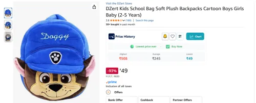Image of DZert Kids School Bag Soft Plush Backpacks 