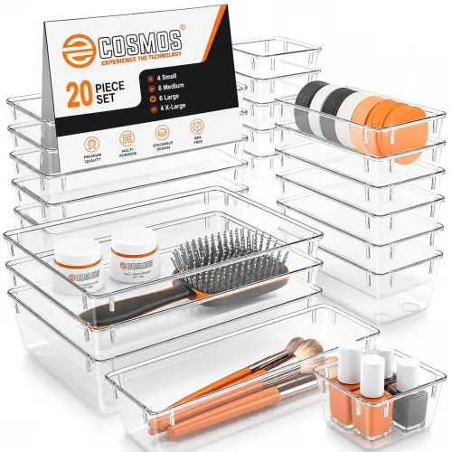 Image of E-COSMOS 20-Pack Transparent Drawer torage Boxes,