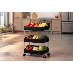 E-COSMOS Plastic 3-Tier Multipurpose Kitchen Corner Shelf Rack