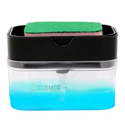 Image of E-COSMOS Smarty Soap Dispenser and Dishwasher Liquid Holder, Liquid Dispenser Through Pump (Black, 350 ML) with Free Spo