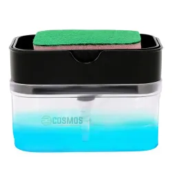 E-COSMOS Smarty Soap Dispenser and Dishwasher Liquid Holder, Liquid Dispenser Through Pump (Black, 350 ML) with Free Spo