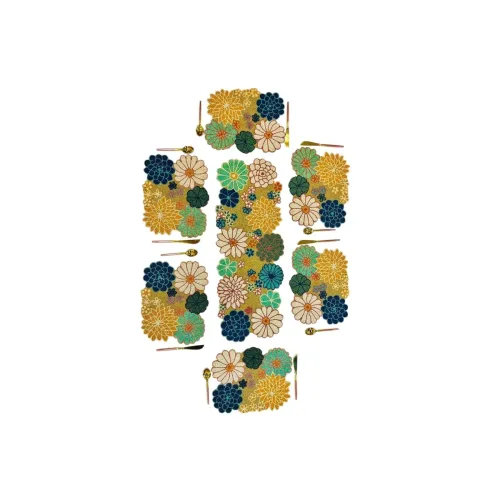 Image of E-EZRA Beaded Table Runner with 6 Mats (Size-13x36-Inch, Rectangular) | Stylish Dining Table Runners| Perfect for Home D