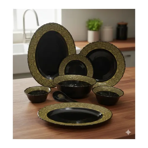 Image of E - Ezra Opalware Divine Black 33 Pcs Dinner Set