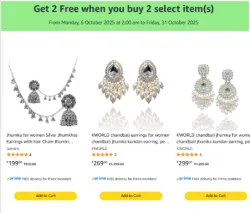 Earrings Offer : Buy 2 Qualifying Items Get 2 Benefit Items Free