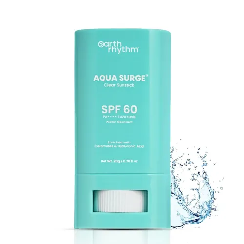 Image of Earth Rhythm Aqua Surge Hydrating Sunstick SPF 60 PA++++. Ceramides & Hyaluronic Acid. No white Cast. No Parabens, Vegan