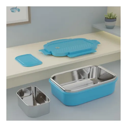 Image of Earth Store D-Lite 700ml Steel Lunch Box – Blue