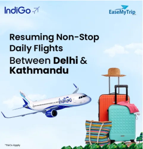 Image of EaseMyTrip Indigo : daily flights between Delhi & Kathmandu on booking IndiGo Airlines