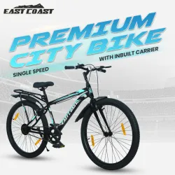 EAST COAST Premium City Bike/cycle 26t with Inbuilt Carrier 26 T (inch) Road Cycle (Single Speed, Black, Rigid)
