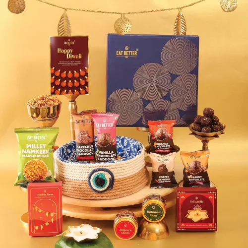Image of Eat Better Co Evil Eye Tray Diwali Hamper 12-Item Diwali Combo