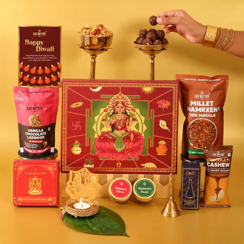 Image of Eat Better Co Samriddhi Gift Hamper with Laxmi Design for Diwali
