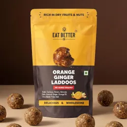 EAT BETTER CO Orange & Ginger Sugar-Free Laddoos | Energy-Bar Replacement | 95% Dry-Fruits | High Protein & Instant Ener