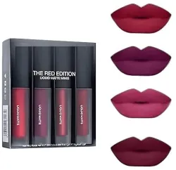Edition Non Transfer Kiss Proof Beauty Liquid Matte Lipstick Set Of 4 Multi Colors Lipstick Combo Pack For Women/Girls