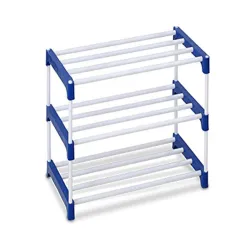 Ebee 6 Pairs Plastic Shoe Rack (Blue, 3 Shelves)