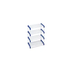 Ebee 8 Pair Plastic Shoe Stand (Blue, 4 Shelves)