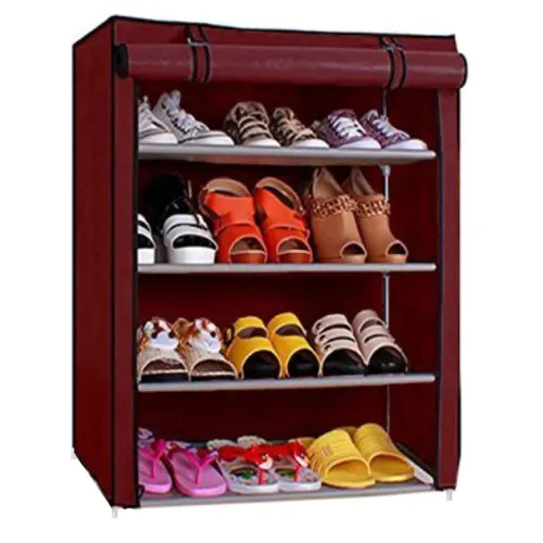 Image of Ebee Plastic 4 Shelves Shoe Cabinet 