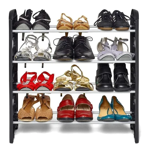 Image of Ebee Plastic Pipe Foldable Shoe Rack with 4 Shelves