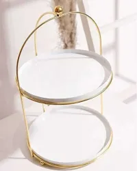 Ebullient Enterprises Metal 2-Tier Cake Stand Snack Platter 