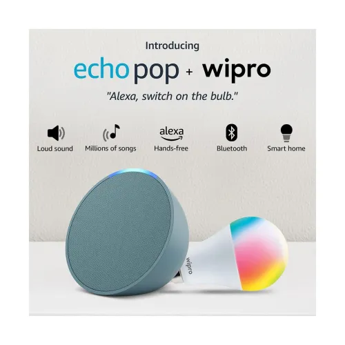 Image of Echo Pop Smart Home Combo with Wipro 9W Smart Bulb
