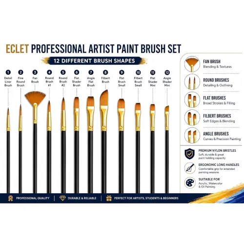 Image of Eclet Craft Paint Brush Set of 12