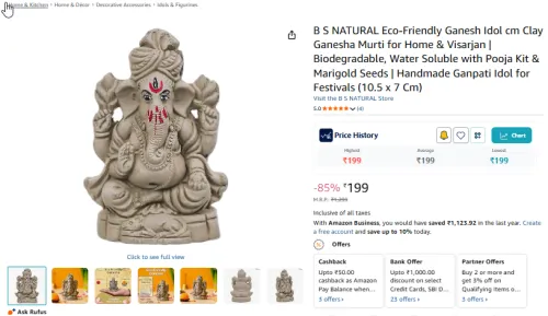 Image of Eco-Friendly Ganesh Idol with Pooja Kit & Marigold Seeds