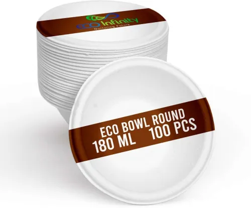 Image of Eco Infinity Sugarcane Bagasse Disposable Bowls, Po100