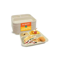 ECO SOUL [3-Compartment, Pack of 25 Disposable Meal Tray