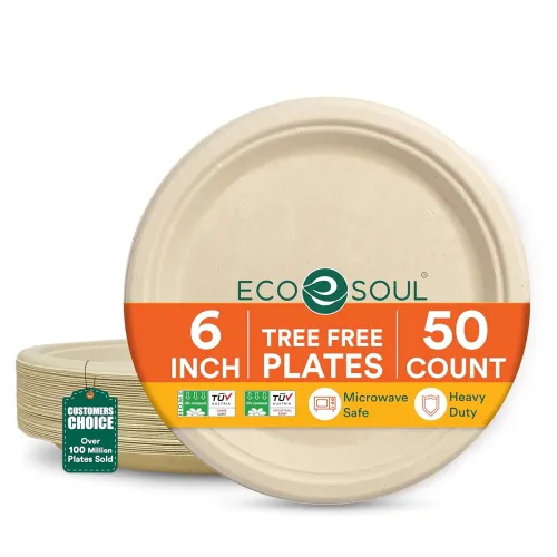 Image of ECO SOUL Disposable Bagasse Plates 50Pcs