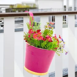 ecofynd 7 Inches Halley Railing Planters for Balcony, Hanging Pots for Plants