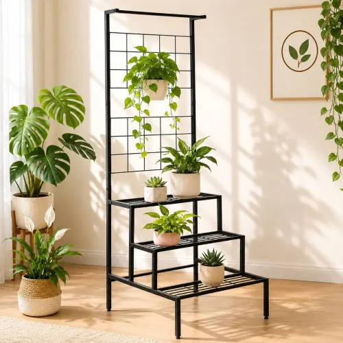 Image of ecofynd Bloom Plant Stands for Outdoor Balcony, Flower Pot Stand