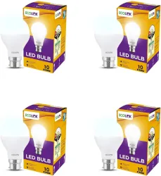 EcoLink 10 W Basic Round B22 LED Bulb (White, Pack of 4)