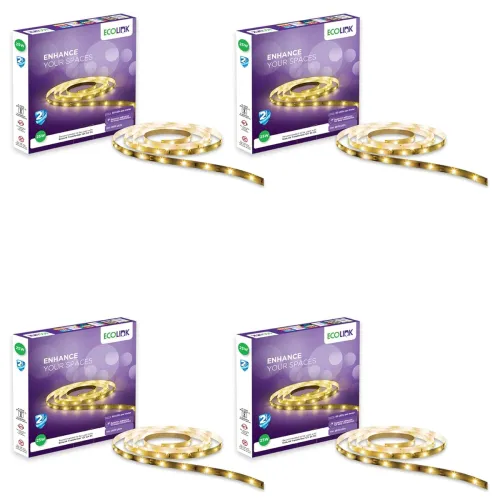 Image of EcoLink 25W Green LED Strip Lights (60 LEDs, Pack of 4, 10.9 cm, Polycarbonate)