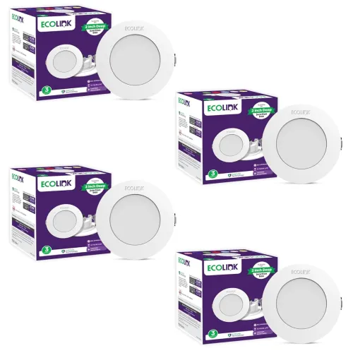 Image of EcoLink 3-Watt 2 Inch Deep Junction Box LED Spot Light (Natural White, Pack of 4)